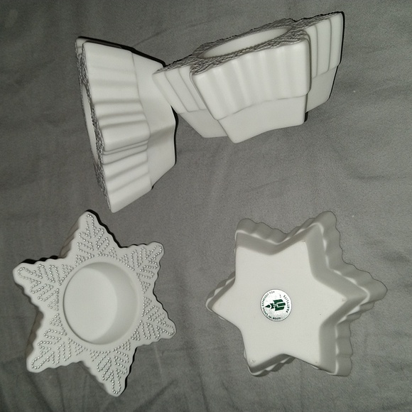 White Snowflake Candle Holders, Set Of 4 - Picture 2 of 2